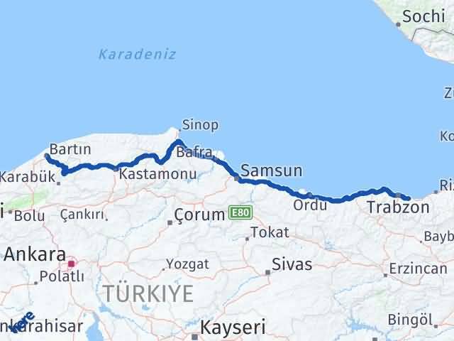 Bartın Arsin Trabzon Arası Kaç Km - Yol Haritası
