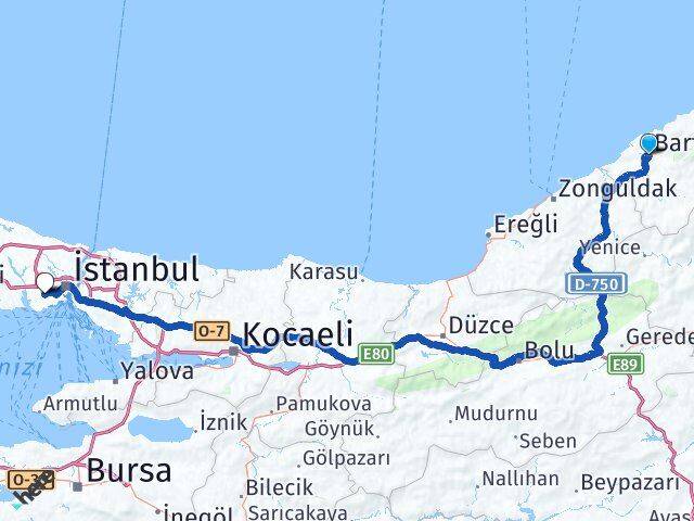 Bartın Bağcılar İstanbul Arası Kaç Km - Yol Haritası