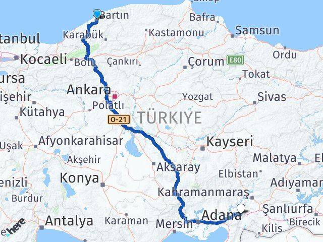 Bartın Bahçe Osmaniye Arası Kaç Km - Yol Haritası