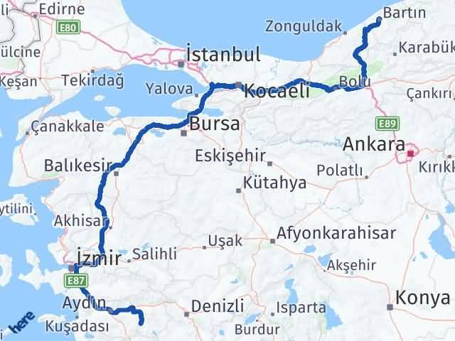 Bartın Bozdoğan Aydın Arası Kaç Km - Yol Haritası