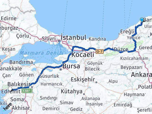 Bartın Burhaniye Balıkesir Arası Kaç Km - Yol Haritası