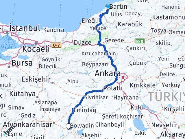 Bartın Çay Afyonkarahisar Arası Kaç Km - Yol Haritası