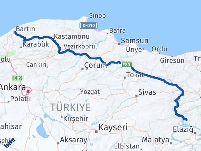 Bartın Çemişgezek Tunceli Arası Kaç Km - Yol Haritası