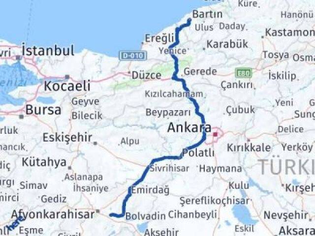 Bartın Çobanlar Afyonkarahisar Arası Kaç Km - Yol Haritası