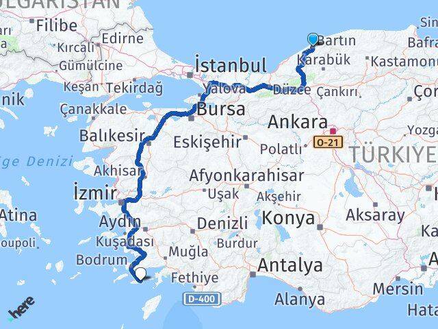 Bartın Datça Muğla Arası Kaç Km - Yol Haritası