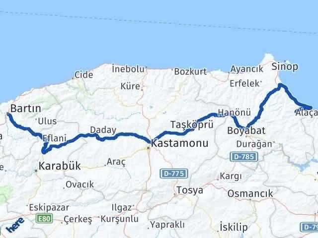 Bartın Dikmen Sinop Arası Kaç Km - Yol Haritası