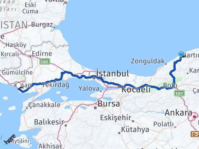 Bartın Enez Edirne Arası Kaç Km - Yol Haritası