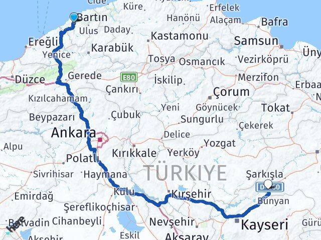 Bartın Gemerek Sivas Arası Kaç Km - Yol Haritası