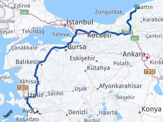 Bartın Germencik Aydın Arası Kaç Km - Yol Haritası