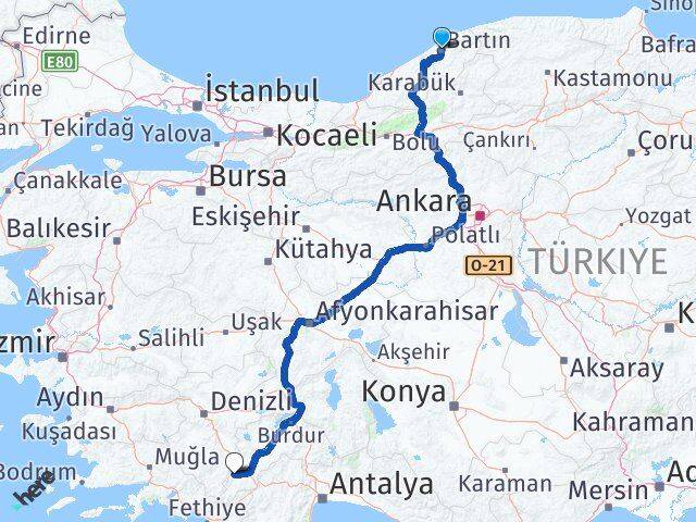 Bartın Gölhisar Burdur Arası Kaç Km - Yol Haritası