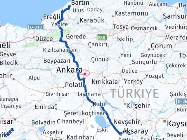 Bartın Gülağaç Aksaray Arası Kaç Km - Yol Haritası