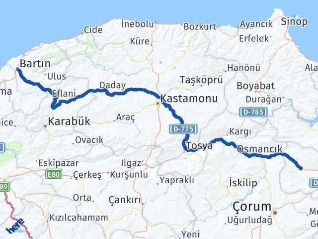 Bartın Gümüşhacıköy Amasya Arası Kaç Km - Yol Haritası