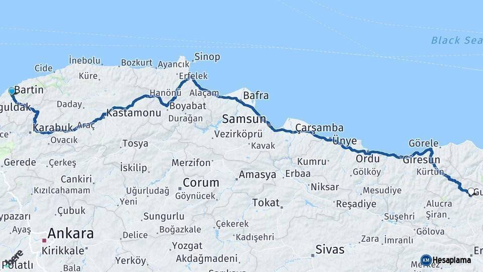 Bartın Gümüşhane Arası Kaç Km - Yol Tarifi