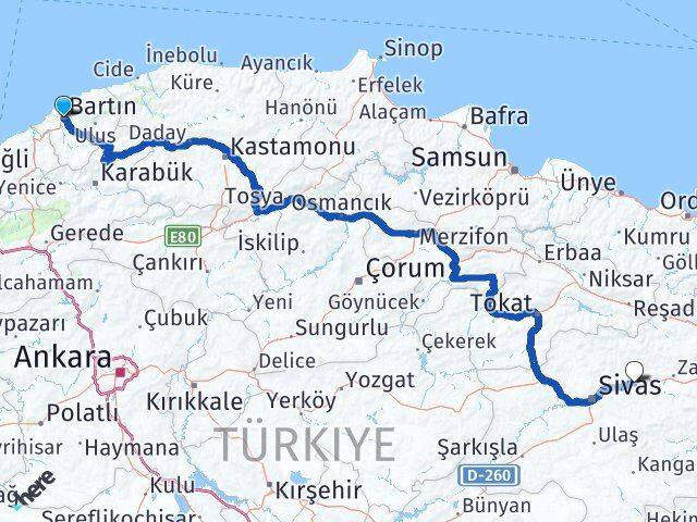 Bartın Hafik Sivas Arası Kaç Km - Yol Haritası
