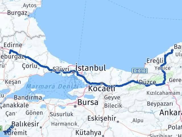 Bartın Havsa Edirne Arası Kaç Km - Yol Haritası