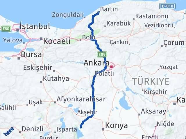 Bartın Hüyük Konya Arası Kaç Km - Yol Haritası