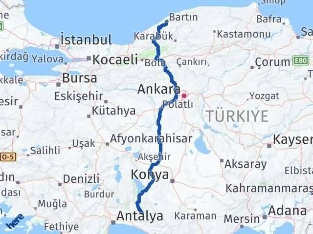 Bartın İbradı Antalya Arası Kaç Km - Yol Haritası