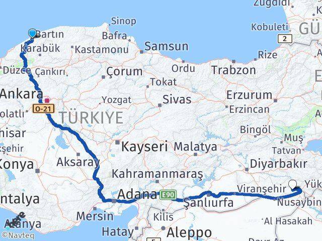 Bartın İdil Şırnak Arası Kaç Km - Yol Haritası