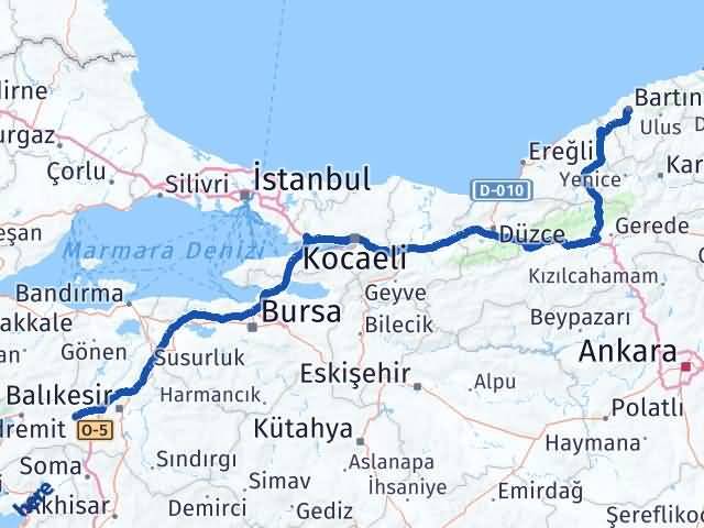 Bartın İvrindi Balıkesir Arası Kaç Km - Yol Haritası