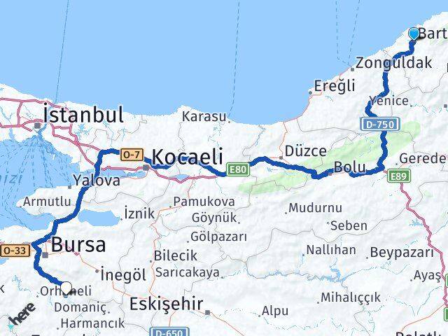 Bartın Keles Bursa Arası Kaç Km - Yol Haritası