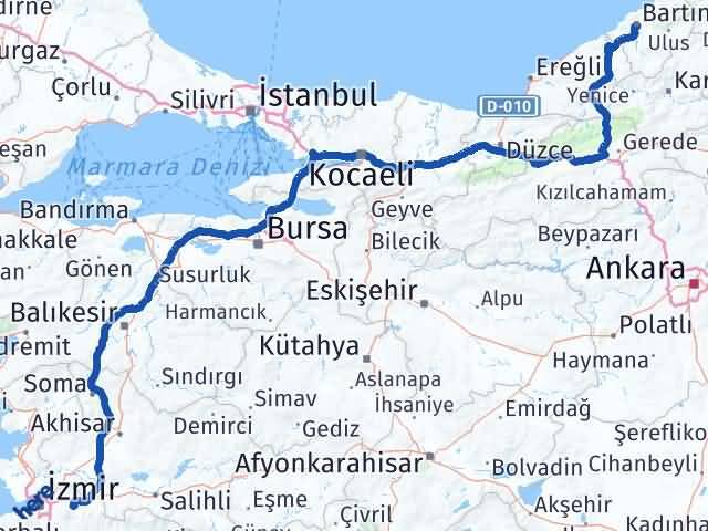 Bartın Kemalpaşa İzmir Arası Kaç Km - Yol Haritası