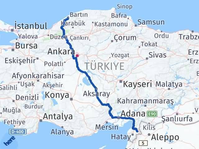 Bartın Kumlu Hatay Arası Kaç Km - Yol Haritası