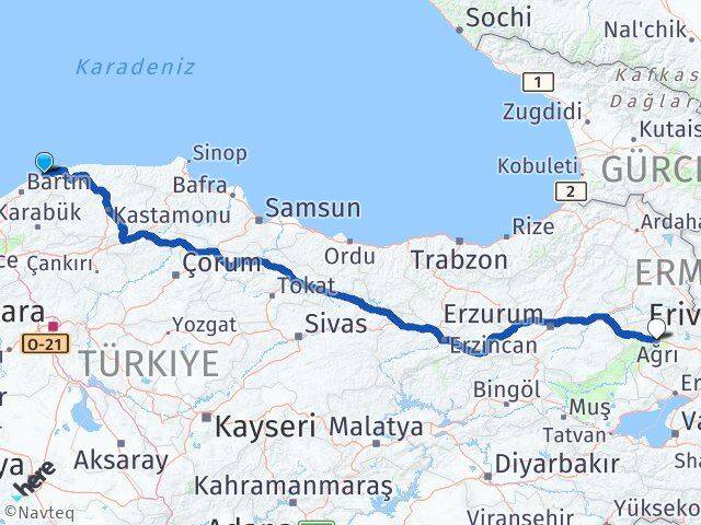 Bartın Kurucaşile Ağrı Arası Kaç Km - Yol Haritası