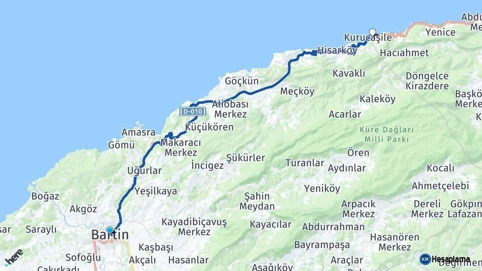 Bartın Kurucaşile Arası Kaç Km - Yol Haritası