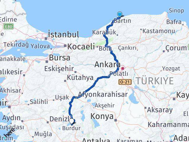 Bartın Kurucaşile Burdur Arası Kaç Km - Yol Haritası