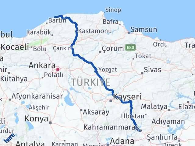 Bartın Kurucaşile Kahramanmaraş Arası Kaç Km - Yol Haritası