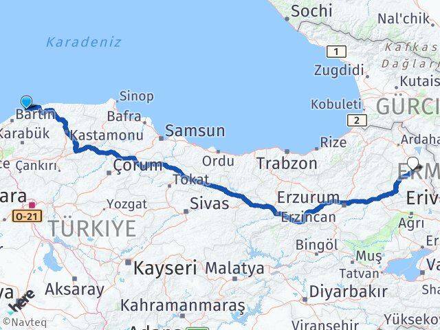 Bartın Kurucaşile Kars Arası Kaç Km - Yol Haritası