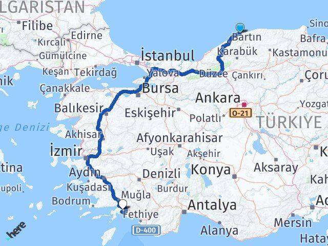 Bartın Kurucaşile Muğla Arası Kaç Km - Yol Haritası