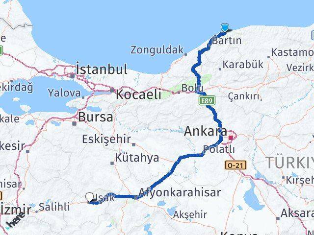 Bartın Kurucaşile Uşak Arası Kaç Km - Yol Haritası