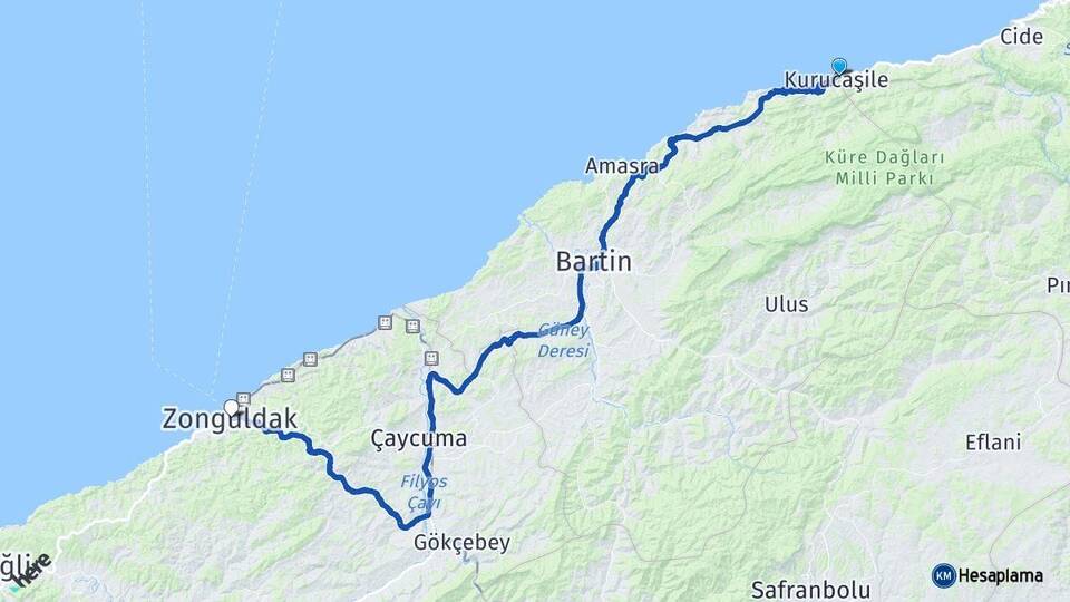 Bartın Kurucaşile Zonguldak Arası Kaç Km - Yol Haritası