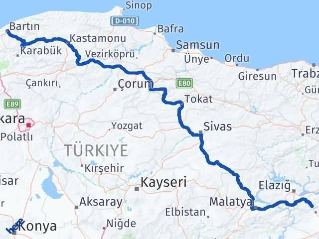 Bartın Maden Elazığ Arası Kaç Km - Yol Haritası