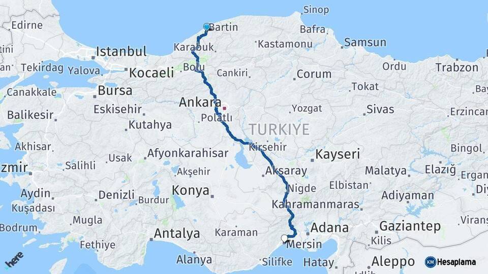 Bartın Mersin Arası Kaç Km - Yol Tarifi