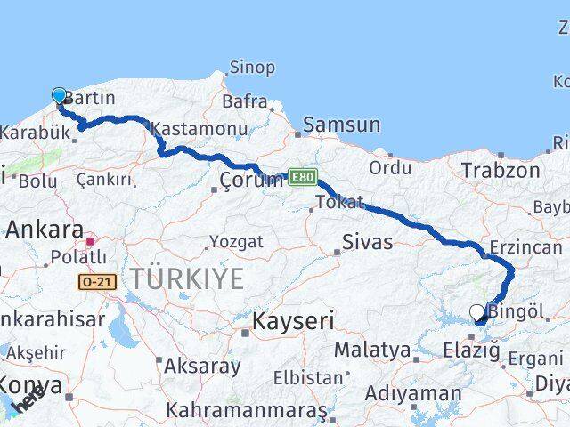 Bartın Pertek Tunceli Arası Kaç Km - Yol Haritası