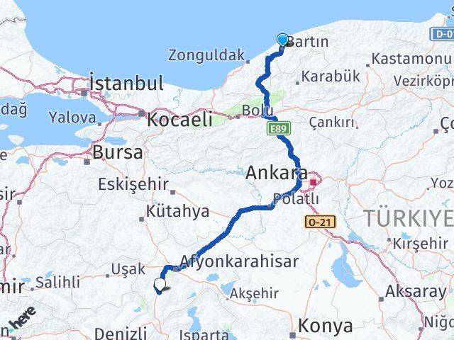 Bartın Sandıklı Afyonkarahisar Arası Kaç Km - Yol Haritası