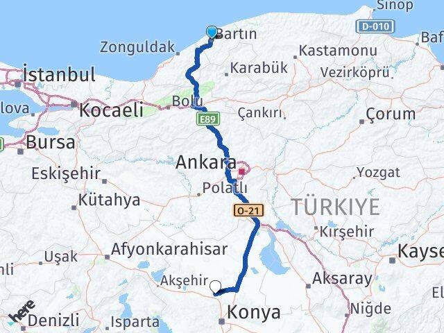 Bartın Sarayönü Konya Arası Kaç Km - Yol Haritası