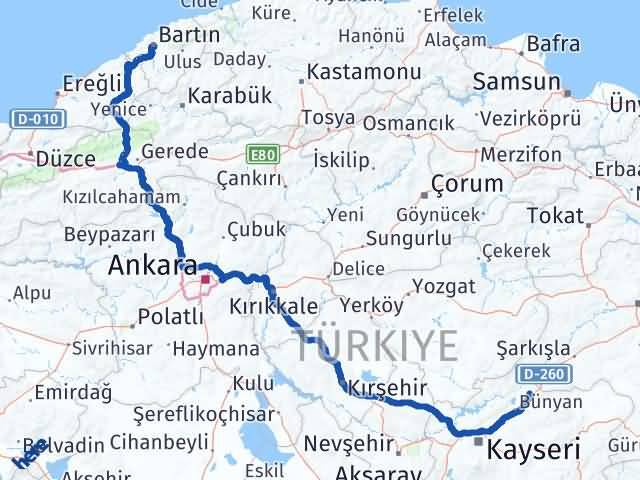 Bartın Sarıoğlan Kayseri Arası Kaç Km - Yol Haritası