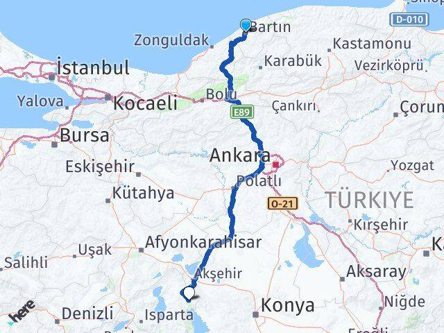 Bartın Şarkikaraağaç Isparta Arası Kaç Km - Yol Haritası