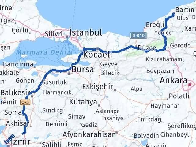 Bartın Saruhanlı Manisa Arası Kaç Km - Yol Haritası