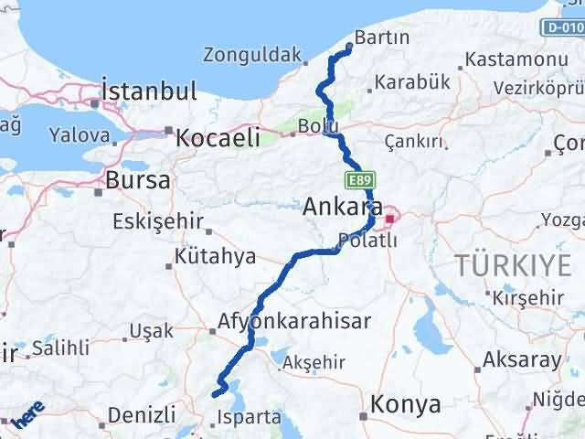 Bartın Senirkent Isparta Arası Kaç Km - Yol Haritası