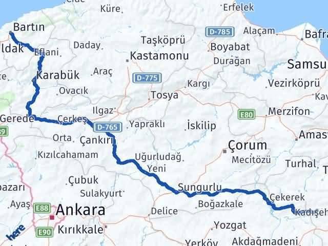 Bartın Sulusaray Tokat Arası Kaç Km - Yol Haritası