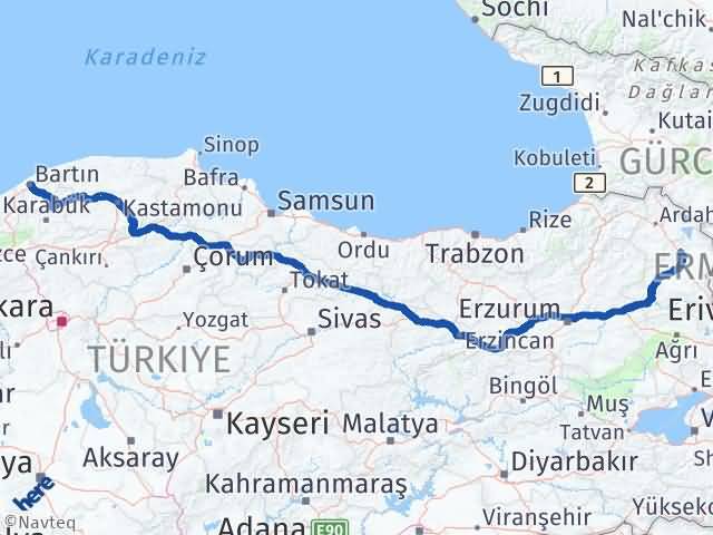 Bartın Susuz Kars Arası Kaç Km - Yol Haritası