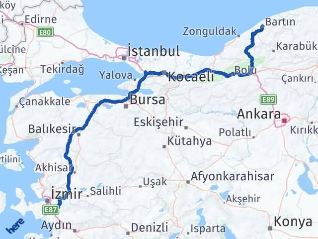 Bartın Torbalı İzmir Arası Kaç Km - Yol Haritası