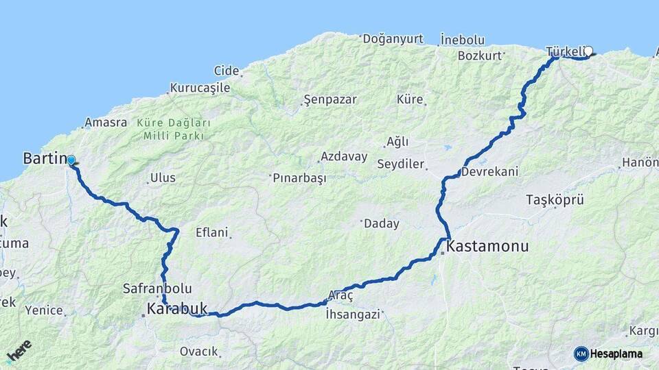 Bartın Türkeli Sinop Arası Kaç Km - Yol Haritası