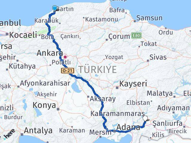Bartın Türkoğlu Kahramanmaraş Arası Kaç Km - Yol Haritası