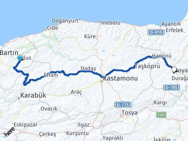 Bartın Ulus Boyabat Sinop Arası Kaç Km - Yol Haritası