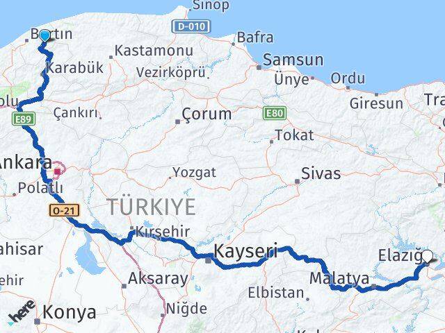 Ulus Elazığ Arası Kaç Km - Yol Tarifi